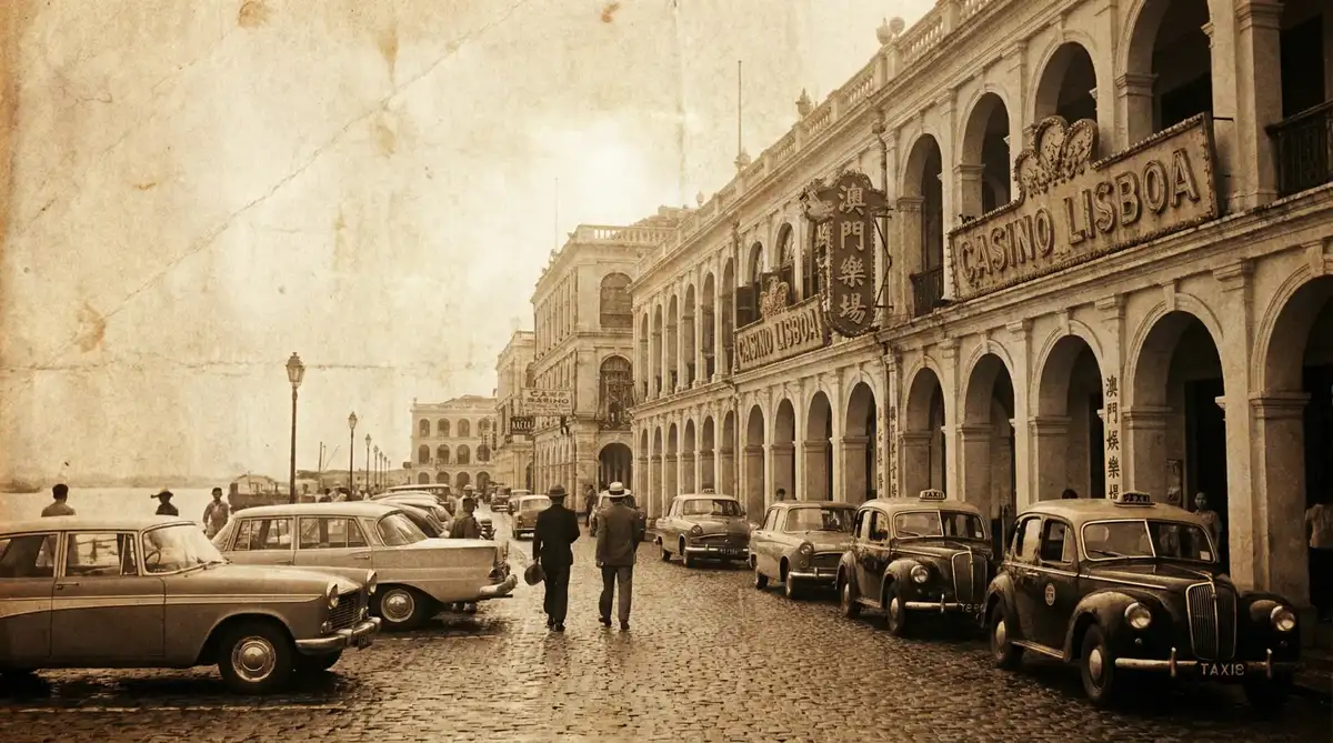 老澳门街景，记录 澳门博彩 业早期发展的珍贵影像
